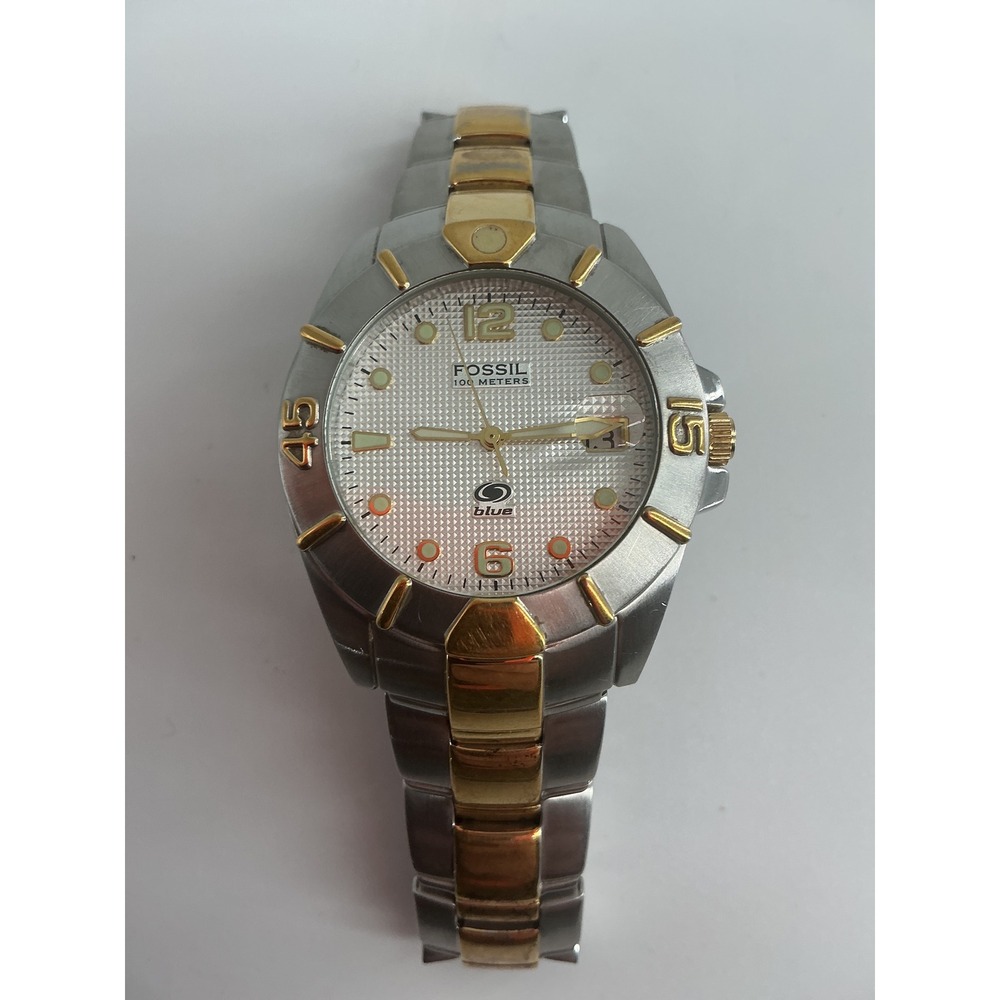 Fossil Blue AM-3447 Two Tone Stainless Steel 100M Water Resistant Watch